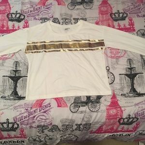 Children’s place white shirt with gold stripes